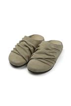 Wrinkled Leather Mule Sandals