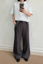 Houndstooth Wool Wide Pants