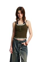 Layered Contrast Strap Tank