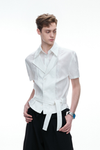 Layered Embroidered Linen Shirt