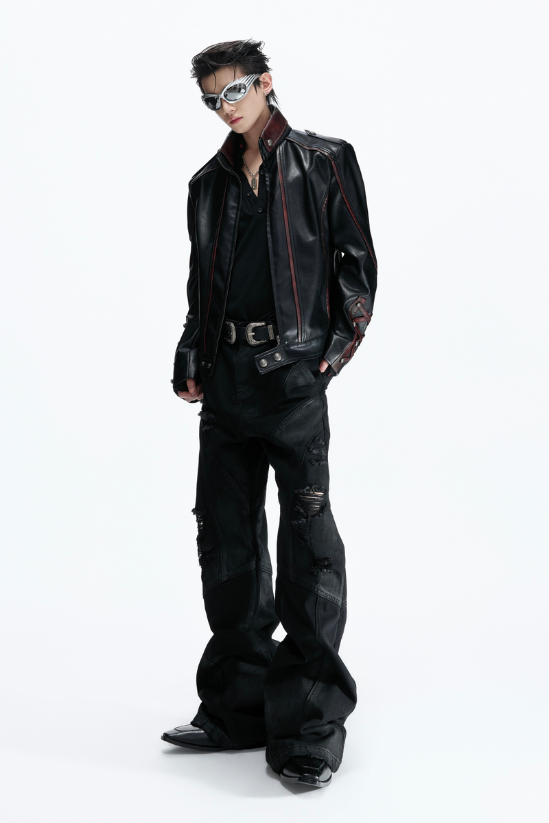 Cross Strap Leather Jacket