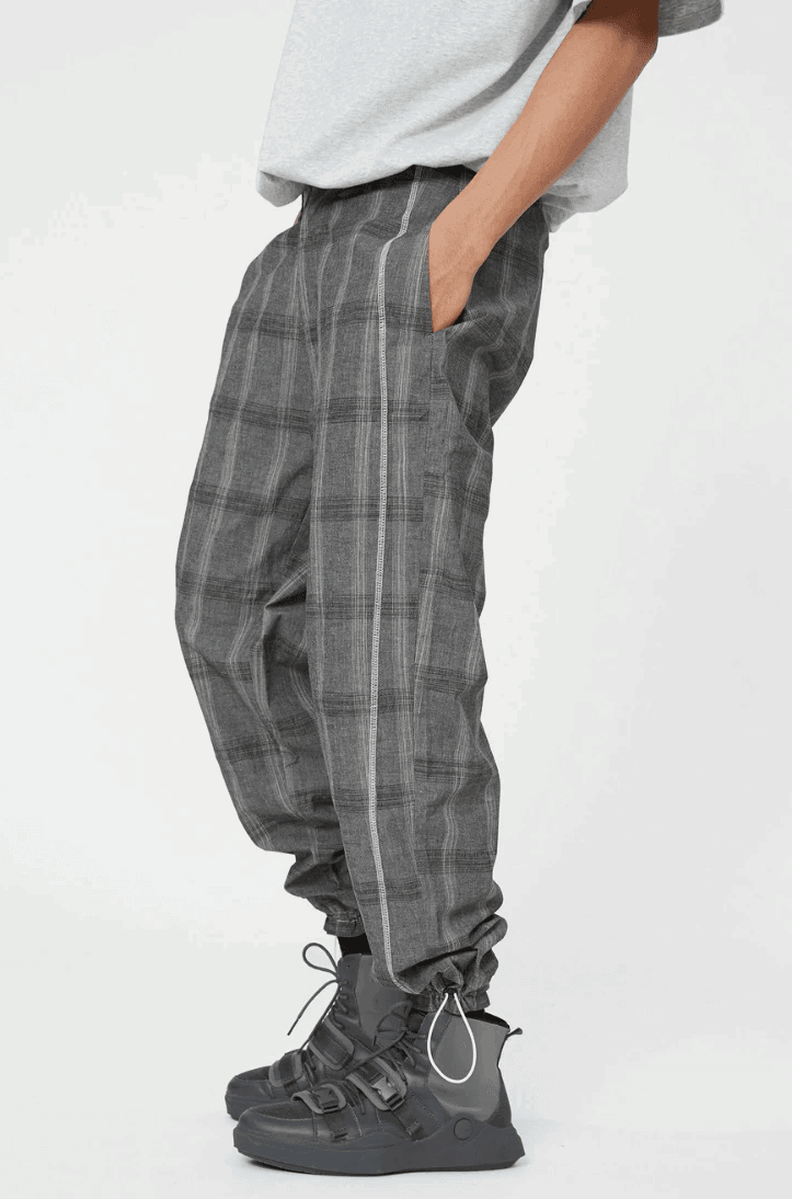 Adjustable Checkered Trousers