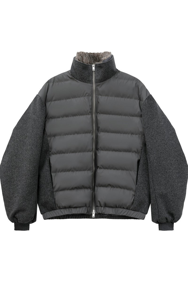 Fur Collar PU Puffer Jacket
