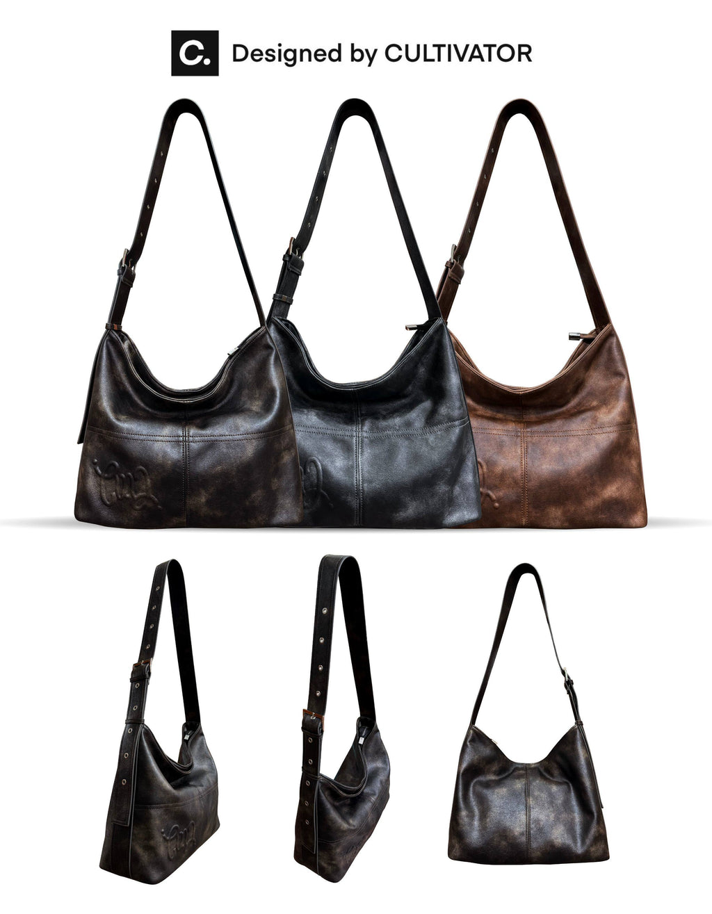 Vintage Wide Strap Large Tote Bag