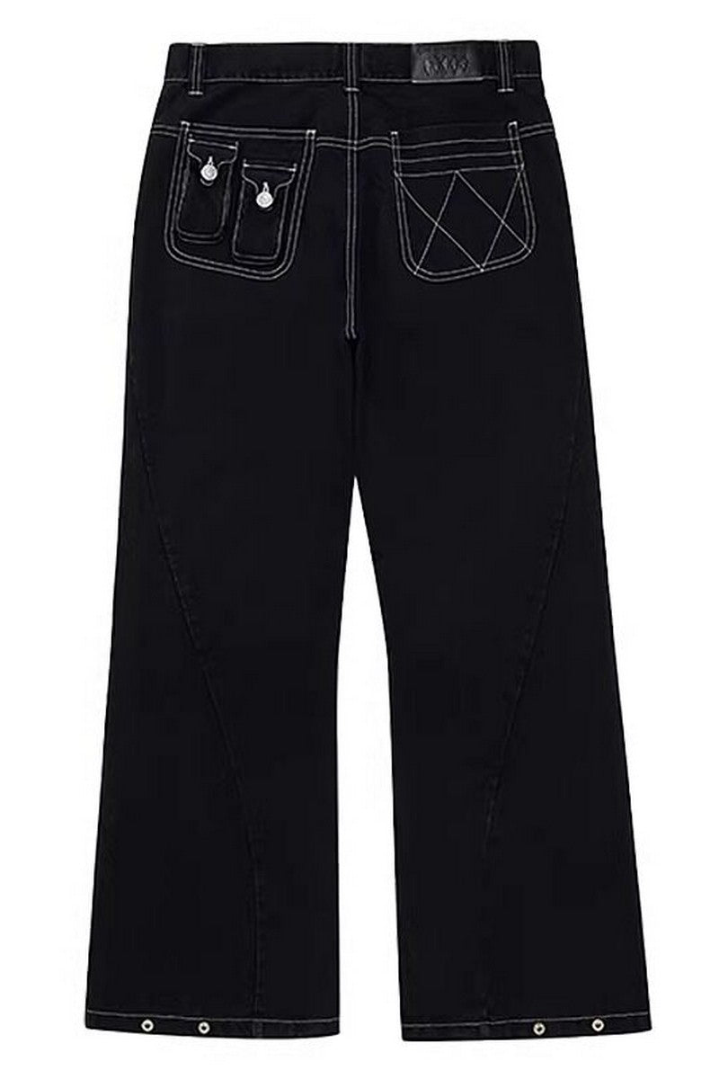 Washed Cargo Cotton Wide Leg Pants