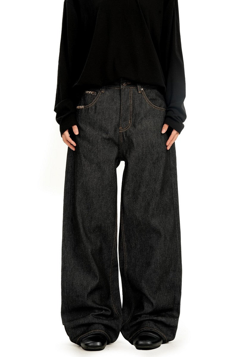 Raw Black Straight Jeans