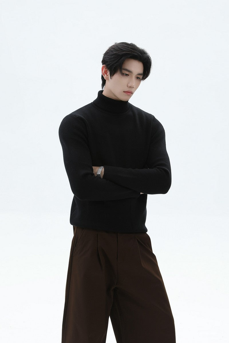 Tencel Cashmere Fitted Turtleneck Sweater