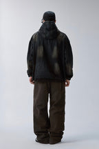 Distressed Patchwork Hooded Jacket