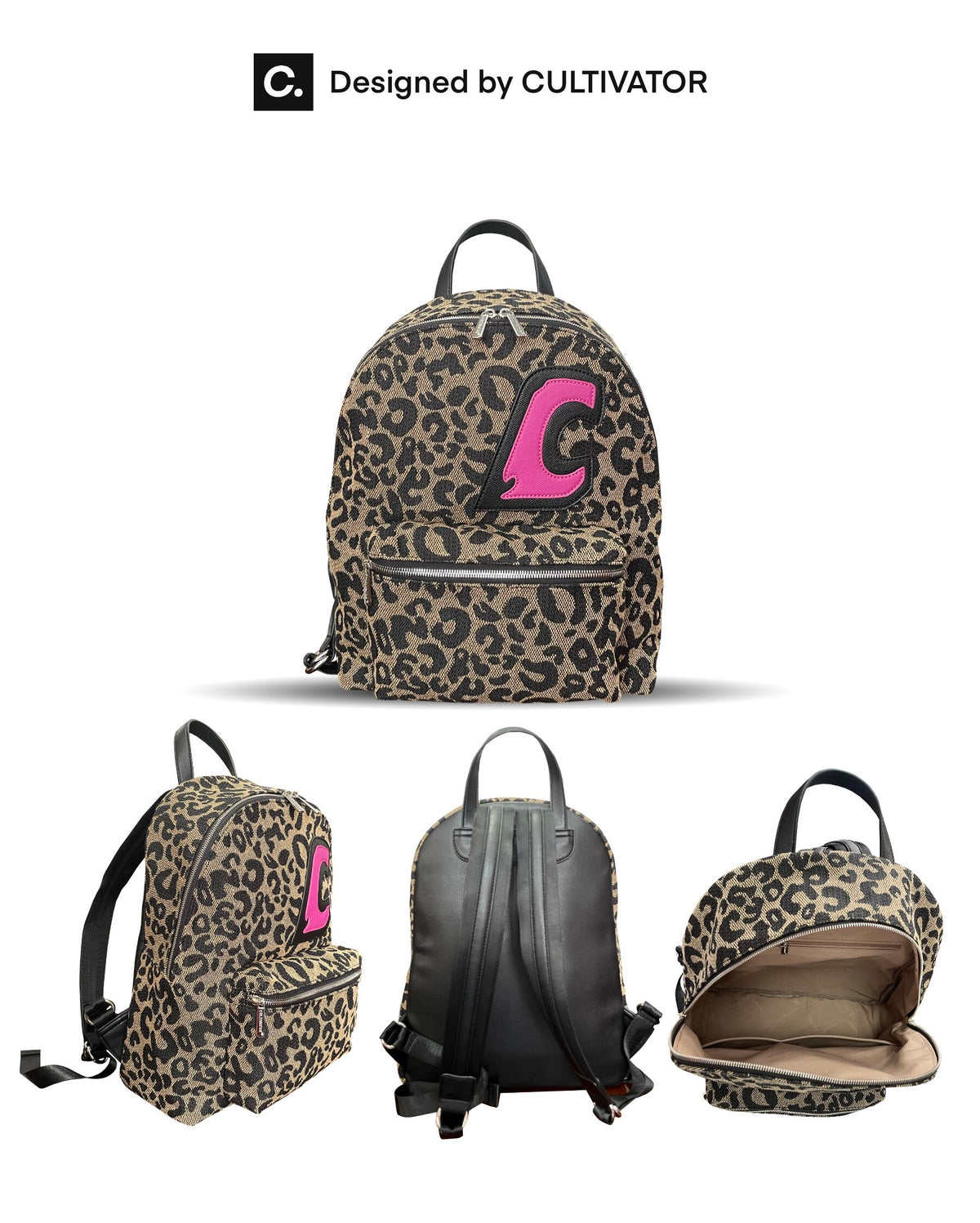 C-Logo Leopard Print Backpack
