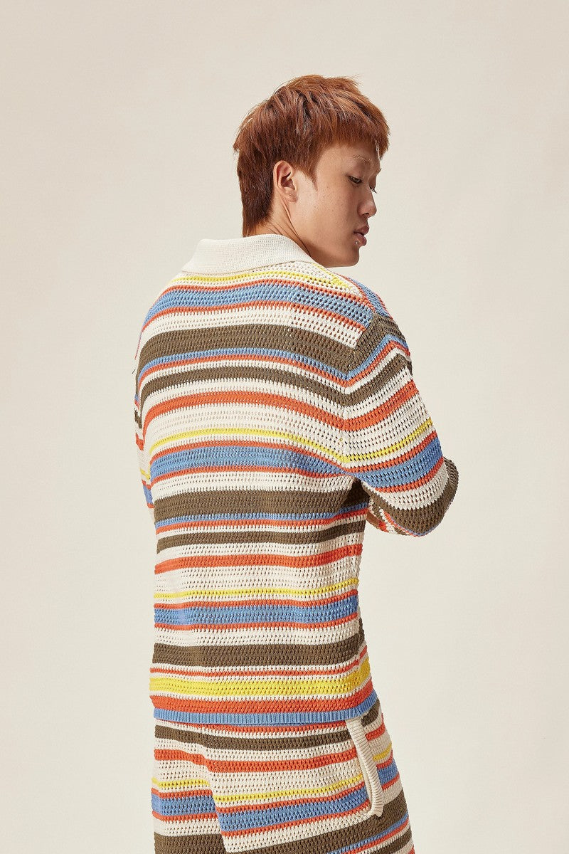 Color Stripe Knit Cardigan