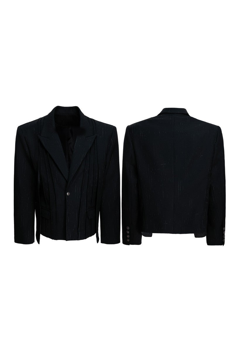 Pleated Double Breasted Suit Jacket