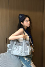 Ruched Nylon Tote Bag