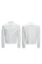 Fleece Pearl Trim Mock Neck Tee