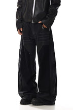 Workwear Studded Patchwork Jeans