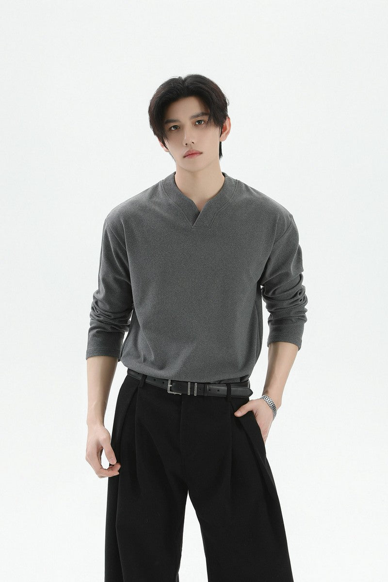 Thermal V-Neck Long Sleeve Tee