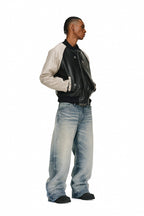 Washed Rhinestone Straight Jeans