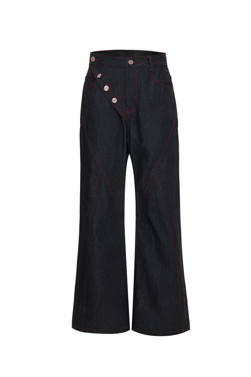 Black Flared Raw Jeans