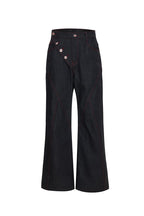 Black Flared Raw Jeans