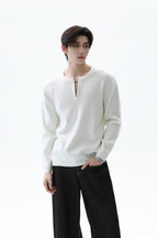 Textured Half Zip Knit Sweater