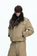 Washed Canvas Reversible Fur Jacket
