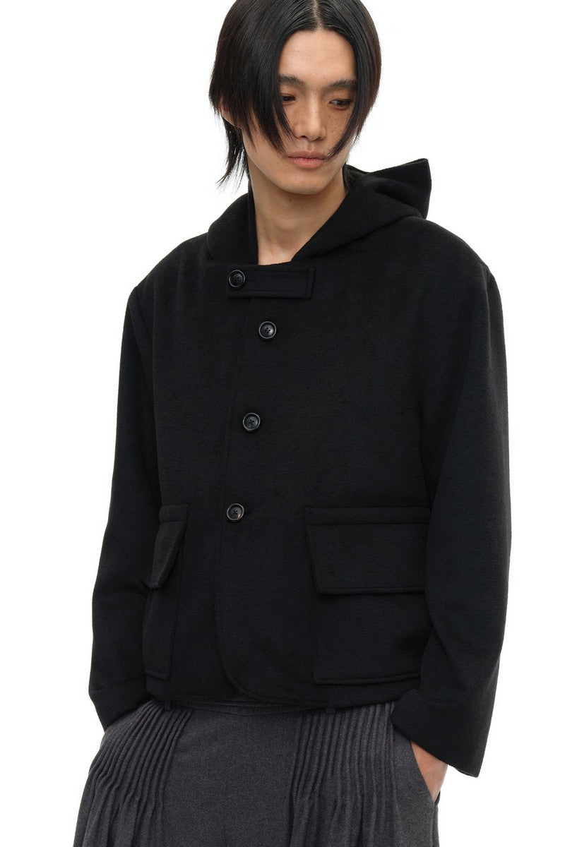 Relaxed Hooded Wool Jacket