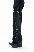Waxed Clasp Leather Pants