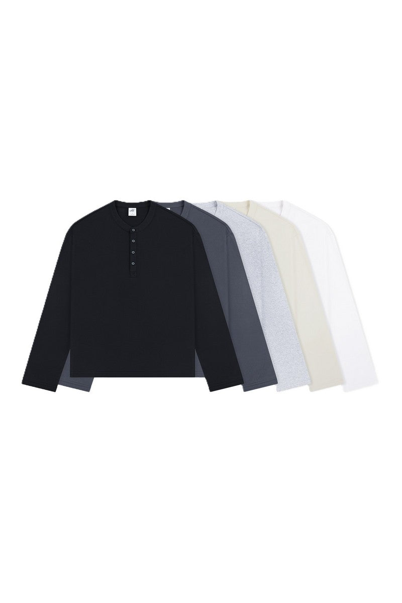 Boxy Henley Long Sleeve Tee - EU Only