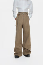 Striped Pleated Wide Leg Pants