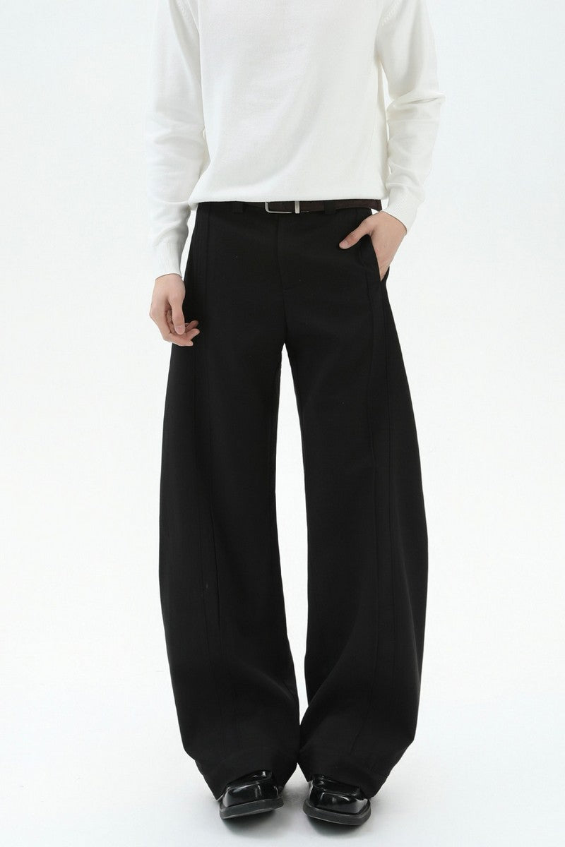 Quilted Pleated Wide Leg Trousers