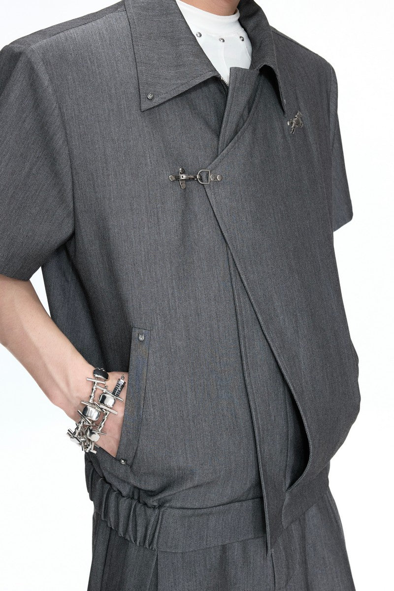 Asymmetric Cropped Short Sleeves Jacket