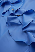 Silky Ruffle Brass Button Shirt