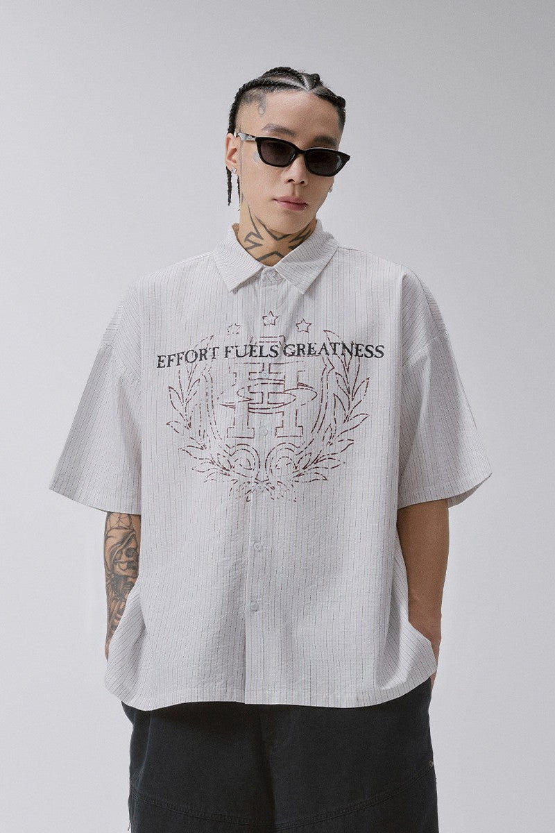 Striped Printed Short Sleeve Shirt