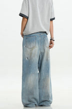Splatter Ripped Loose Jeans