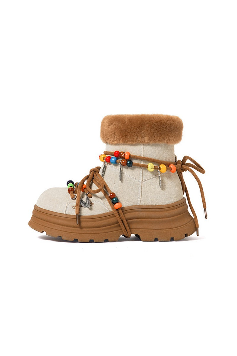 Khaki Chunky Snow Boots