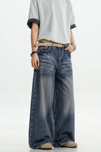 Dark Blue Whiskered Jeans