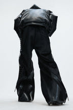Deconstructed Wide Leg Wool Pants
