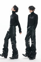 Waxed Clasp Leather Pants