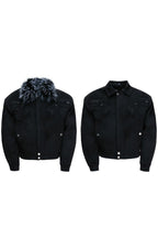Suede Fur Collar Embellished Jacket