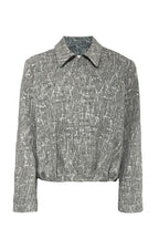 Pleated Jacquard Bomber Jacket