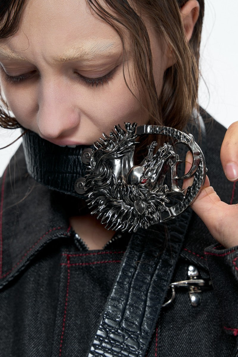 Horse Embossed Studded Belt