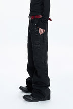 Distressed Studded Curved Jeans