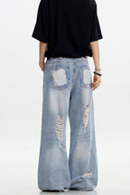 Light Blue Ripped Loose Jeans