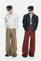 Striped Pleated Wide Leg Pants