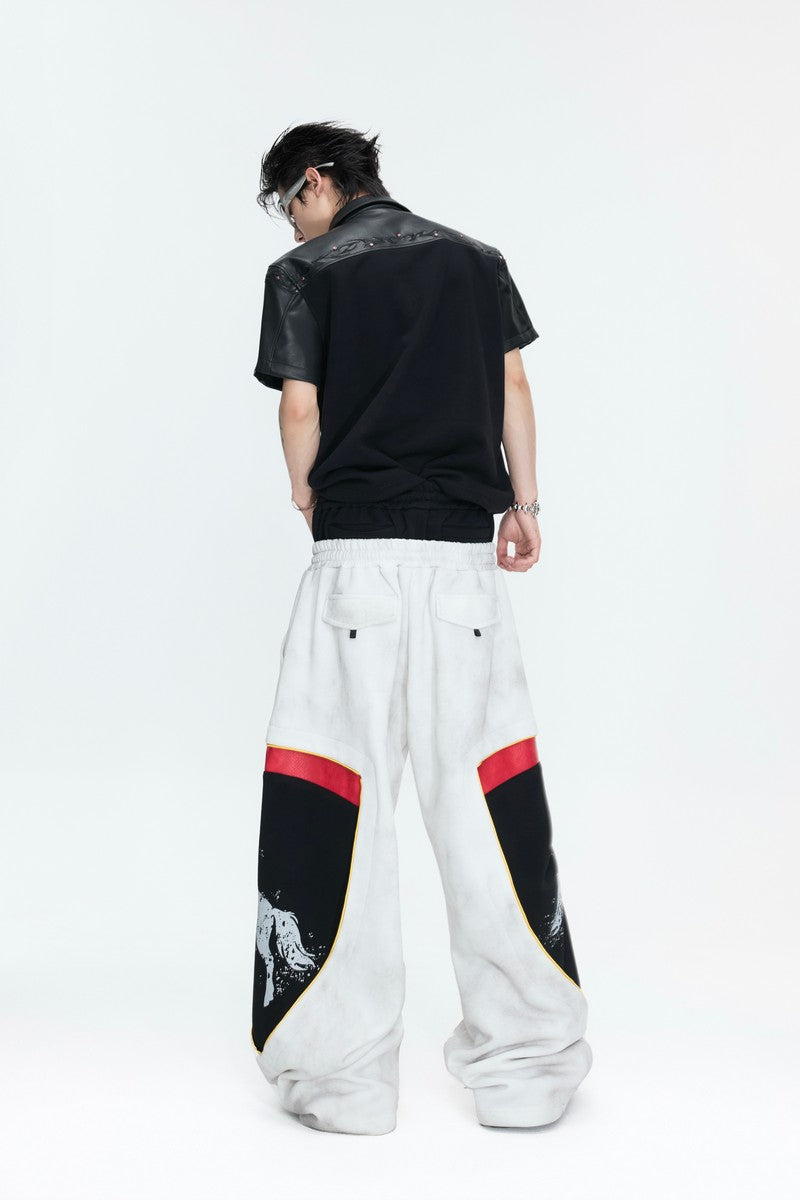 Washed Racing Baggy Sweatpants