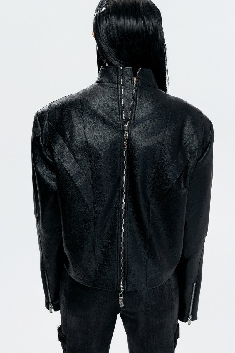 Waxed Studded Zip Jacket