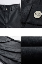 Cracked Flared Leather Pants