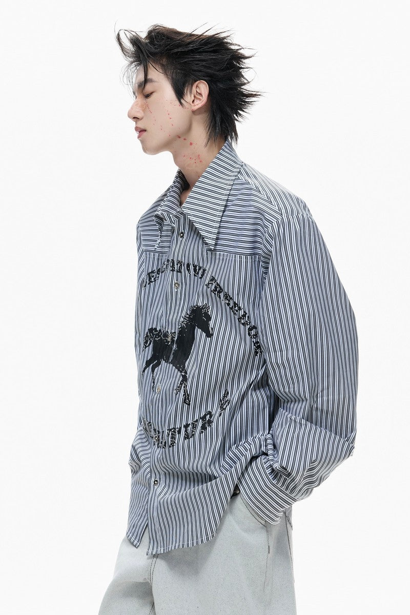 Studded Striped Printed Shirt