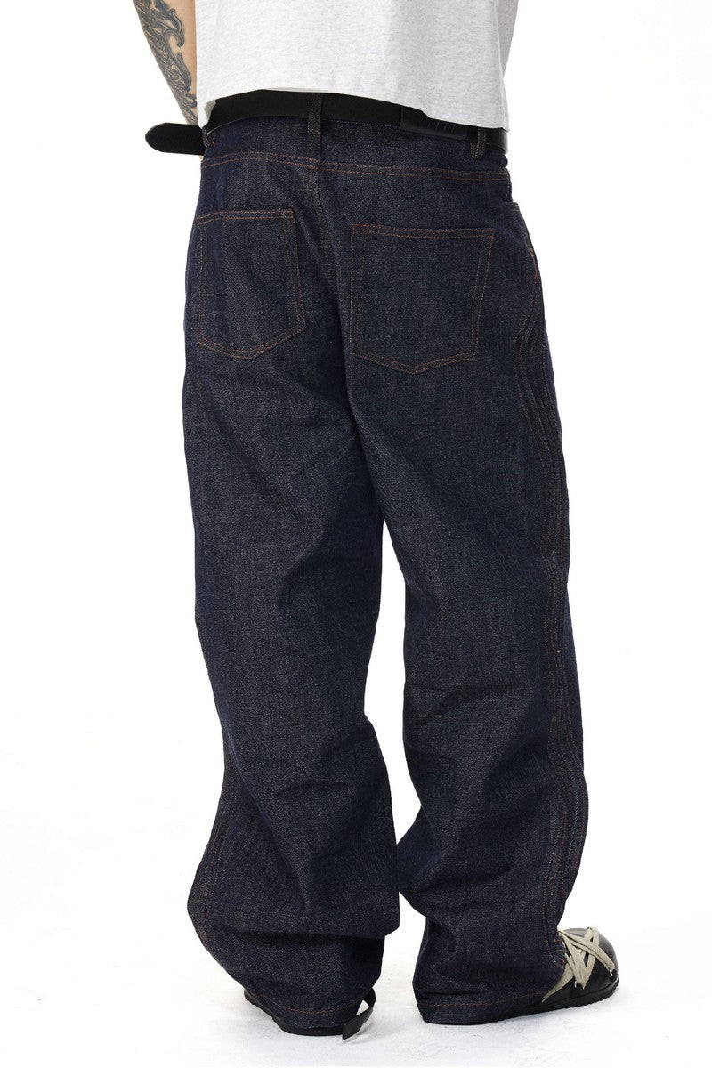 Twisted Seam Raw Denim Jeans
