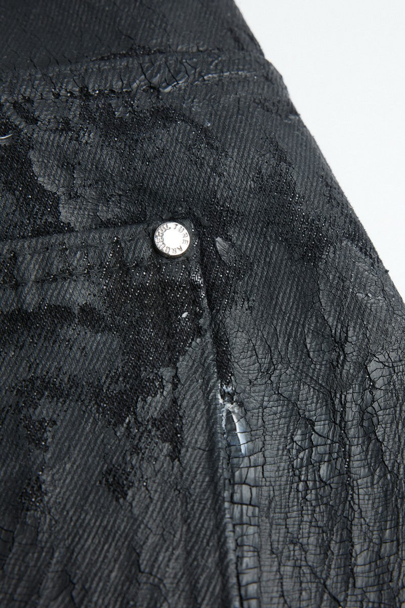Waxed Black Studded Jeans