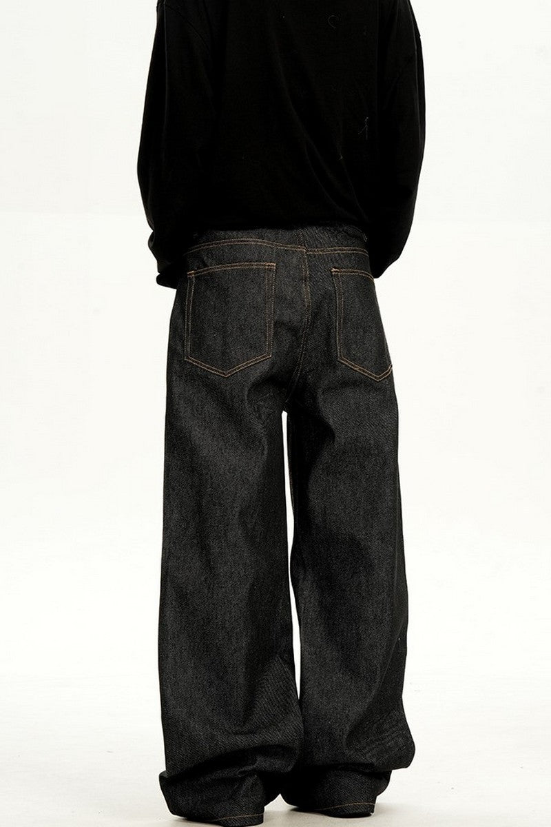 Raw Black Straight Jeans